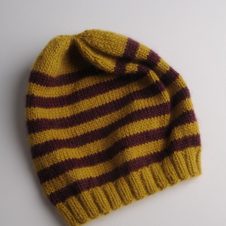 Mrs Moon stripey beanie using Plump dk